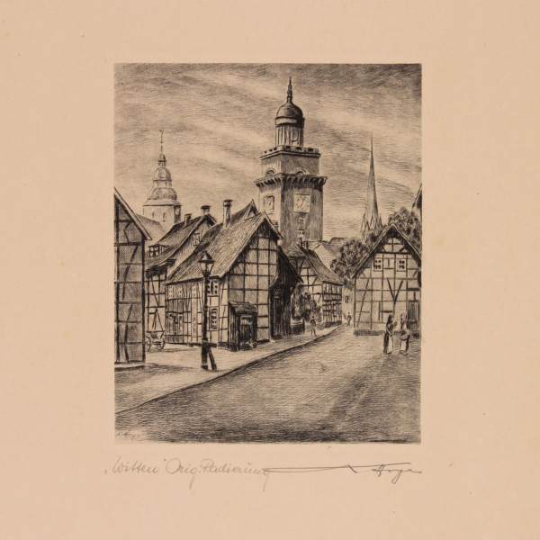 Hoya, Waldemar (1889-1952) Original-Radierung WITTEN circa 1930
