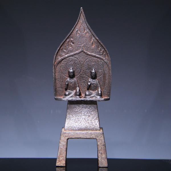 Gusseisen Skulptur der Buddhas Shakyamuni und Prabhutaratna - China 20. Jh.