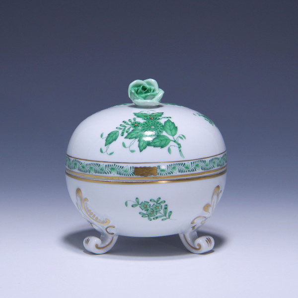 Herend Porzellan Dose APPONYI grün 6184/AV - I. Wahl - Ø 11,5 cm