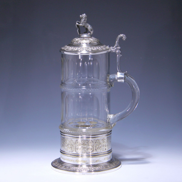 Versilberter WMF Historismus Bierkrug mit Widmung datiert 1900 - 34,5 cm