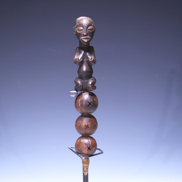 Anthropomorphic Luba Divination Rattle - Congo 20th Century