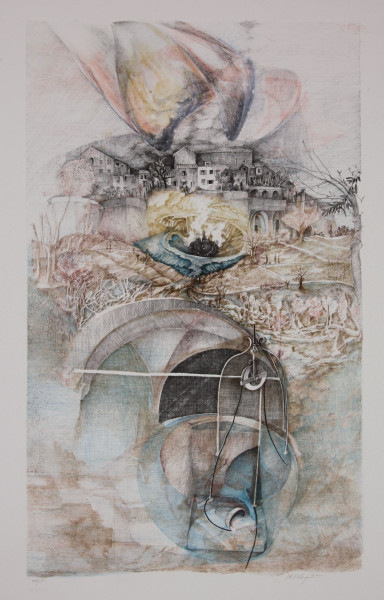 Krajnc, Anton (*1949) signierte Farblithografie OHNE TITEL