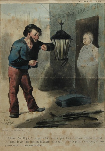 Handkolorierte Lithografie nach Jules Platier aus Caricaturana circa 1842