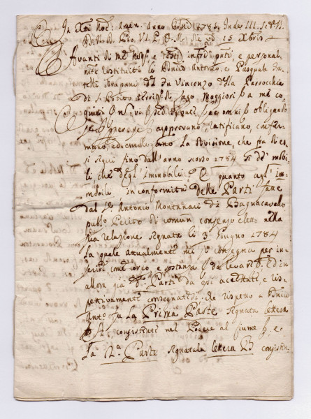 Bagnacavallo Italy 1784 - Real Estate Contract Document Antonio Montanari and Tirapani
