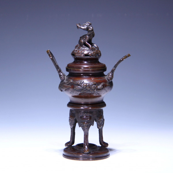 Japanese Bronze Incense Burner with Kirin Finial - 20th. Century