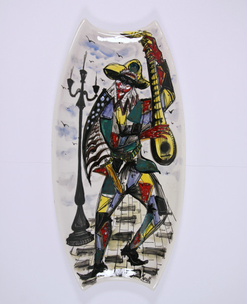 Große Keramik Wand- Schale - Petucco & Tolio in Nove Italien 1960er Jahre Höhe 53 cm