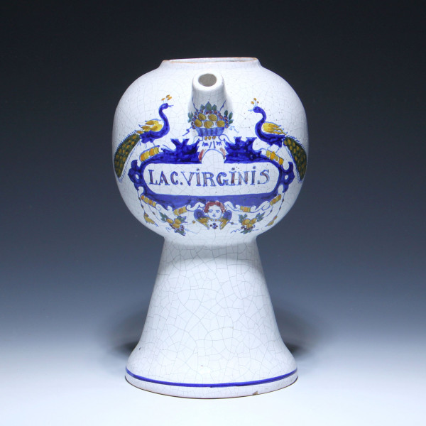 Fayence Sirupkanne LAC. VIRGINIS - Drie Klokken Delftware - Niederlande 20. Jh.
