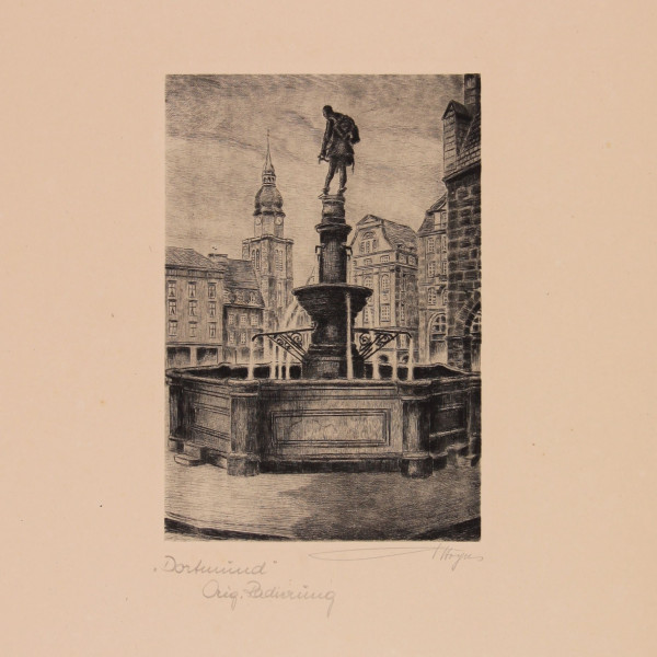 Hoya, Waldemar (1889-1952) Original-Radierung DORTMUND circa 1930