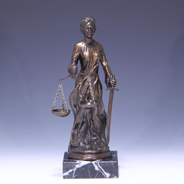 Bronzierte Metallgussfigur Skulptur Justitia - 29 cm / 2,5 kg