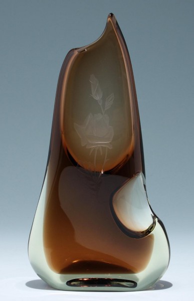 ZBS Bohemia Cristal Vase mit Rosenmotiv Entwurf Miloslav Klinger-Copy