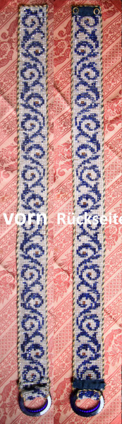 Jugendstil Glasperlen Klingelzug mit blauem Glasgriff - circa 1900