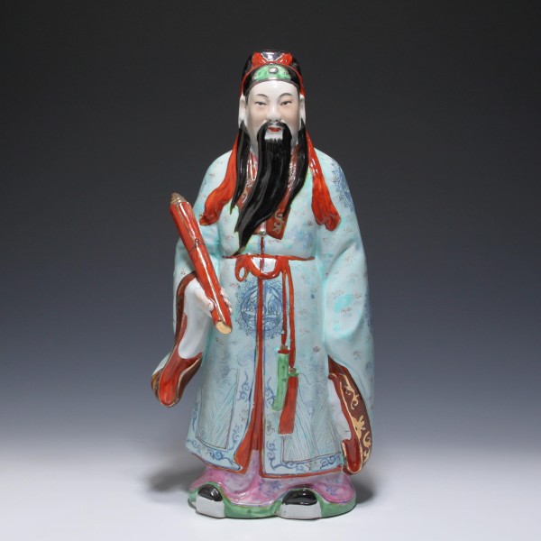 Famille Rose Statue of Fu Xing - China 1970s - 43,5 cm (17 1/4 inches)