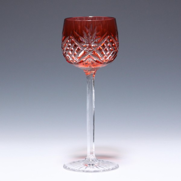 Bleikristall Überfangrömer mit Bodenstern 1. H. 20. Jh. - cranberry