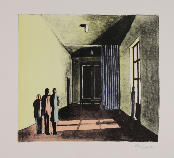 Huber, Thomas (*1955) signierte Farblithografie BESUCHER 1992