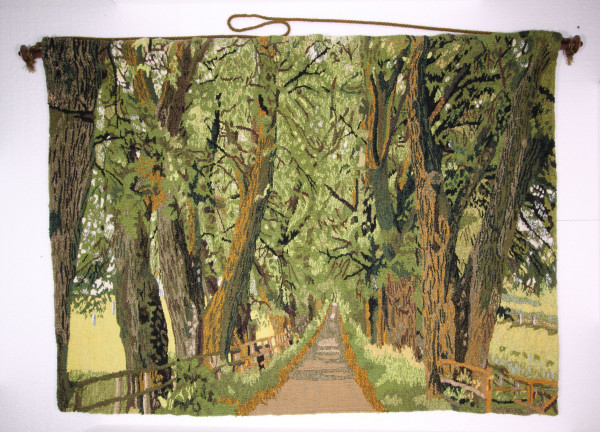 Handgewebter Wandteppich ALLEE AM SOMMERTAG - wohl 1970/80er Jahre