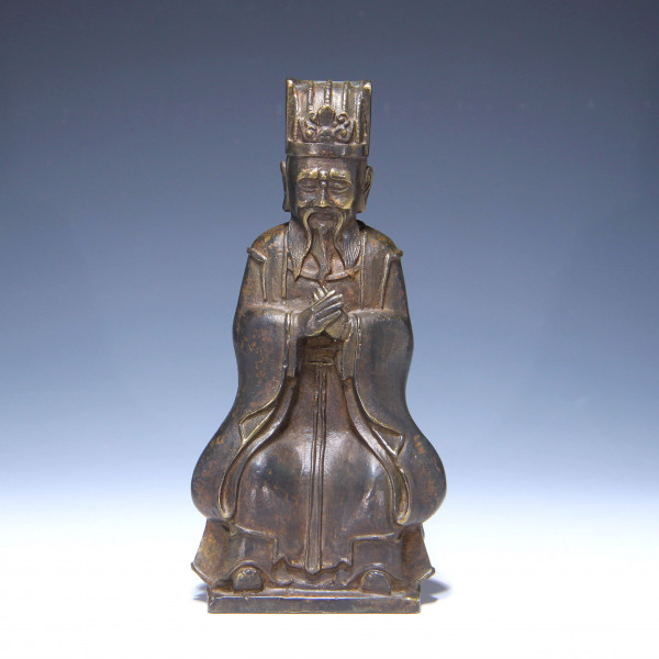Bronze Skulptur des Wenchang Wang mit Qianlong Marke - China 20. Jh.