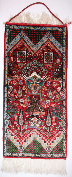 Handgeknüpfter Seidenteppich Insel Djerba, Tunesien datiert 2001 - 88 x 42,8 cm