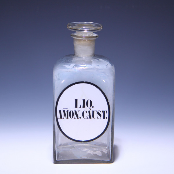 Apothekenflasche Standgefäß Enghalsflasche - 19. Jh.- LIQ. AMMON. CAUST.