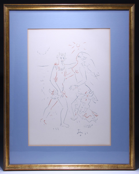Cocteau, Jean (1889-1963) Farblithografie FAUN & NYMPHE 1952