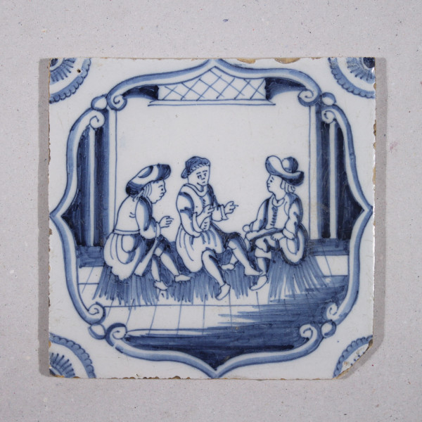Delft Fliese mit Blaumalerei - Tegel Niederlande Bibelmotiv - 18. Jh. #22482