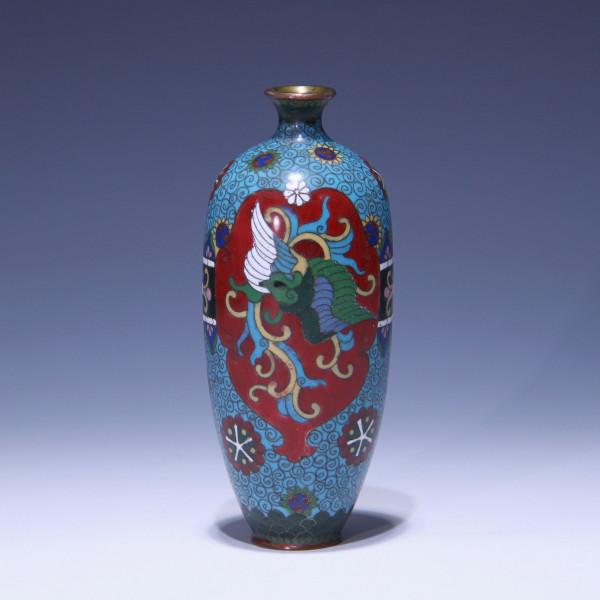 Cloisonné Dragon & Phoenix Vase - Japan Meiji / circa 1900 - 15,5 cm
