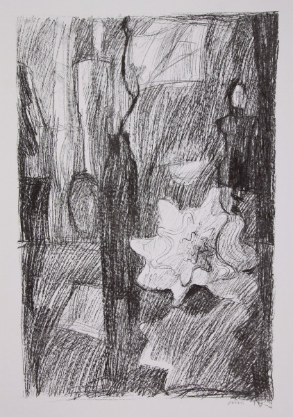 Schweizer Künstler 1960er Jahre - große signierte Lithografie auf BFK RIVES