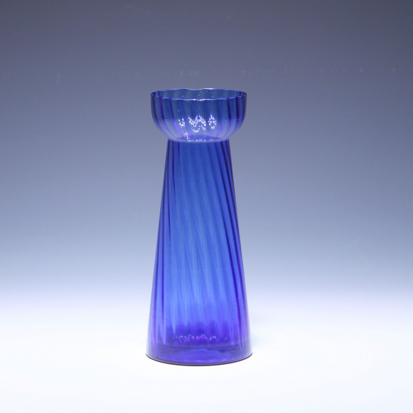 Blaue schrägoptische Hyazinthenvase - Mitte 20. Jh.