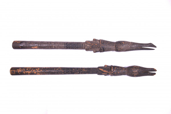 A Pair of Carved Wooden Tools - Papua New Guinea 20th. C.