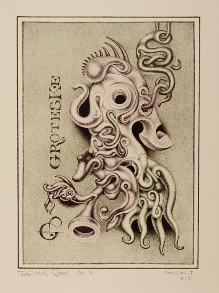 Gross, Friedrich (*1939) signierte Farblithografie GROTESKE Variation I - 1971