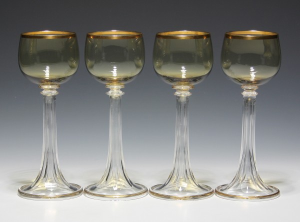 4 Weingläser mit Trompetenfuß - Josephinenhütte um 1900-Copy
