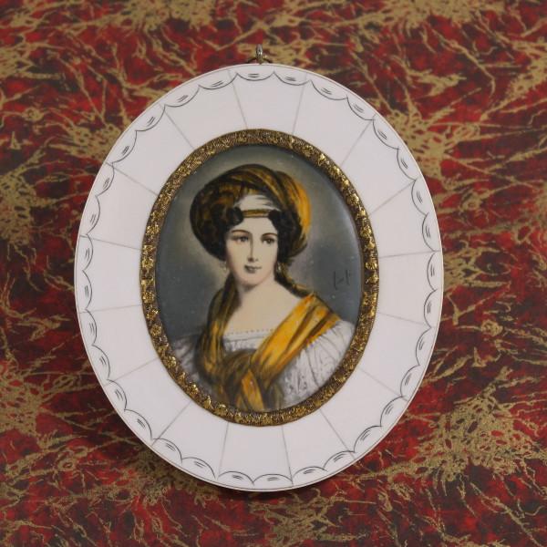 Miniaturmalerei Bildnisminiatur Porträt Mme de Staël - 20. Jh.