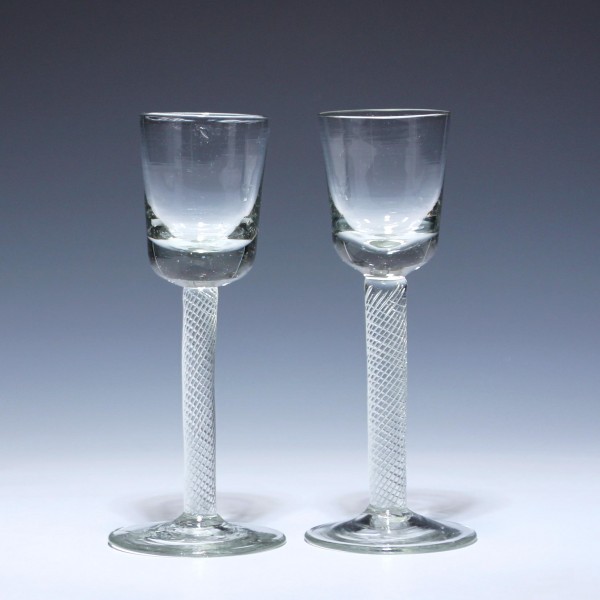 Pair of Georgian Twisted Wine Glasses - England 2. Half of 18th. C.