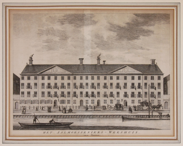 HET AALMOESSENIERS – WEESHUIS - Kupferstich Amsterdam um 1760