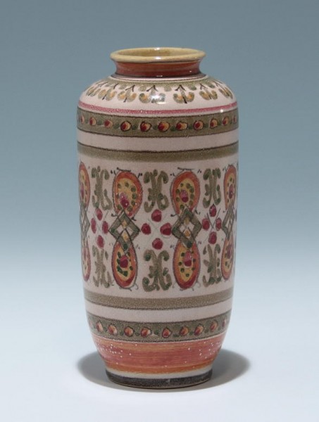 Signierte handbemalte Keramik Vase 1950er J.