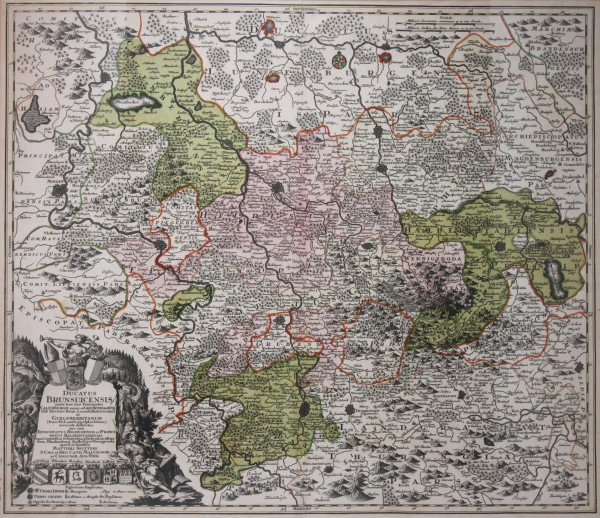 Kupferstichkarte BRAUNSCHWEIG DUCATUS BRUNSUICENSIS von SEUTTER circa 1742