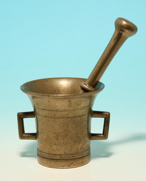 Messing Mörser Brass Mortar mit Stößel / Pistill Pestle - 19. Jh. 959 Gramm