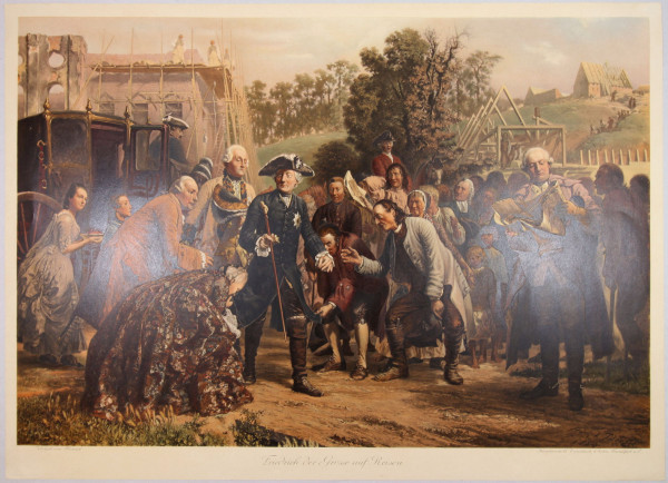 Menzel, Adolph - Chromolithografie FRIEDRICH DER GROßE AUF REISEN Trowitzsch Anfang 20. Jh.