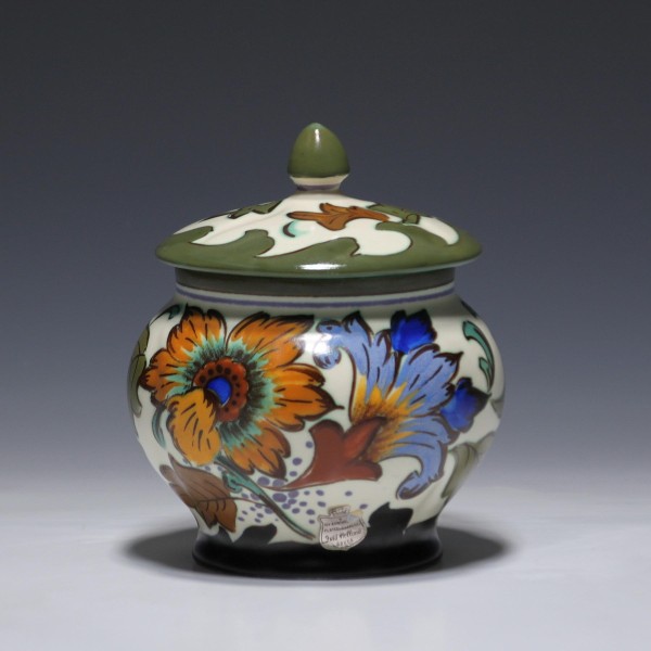 Handbemalte Art Deco Keramik Deckeldose GOUDA Holland