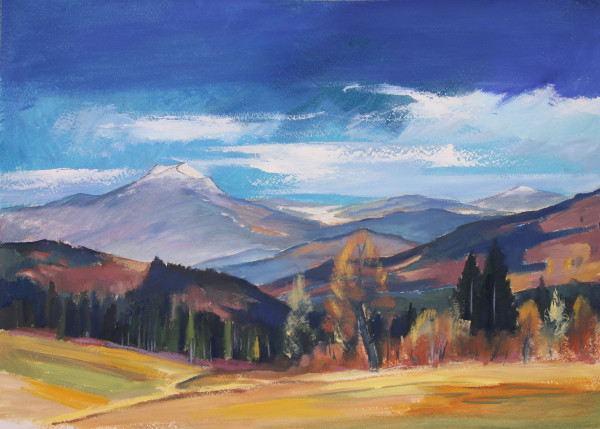 Gouachemalerei HERBST IM GEBIRGE - unbekannter Künstler 2. H. 20. Jh.