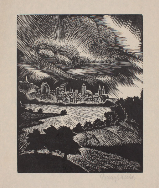 Hecht, Franz Emanuel (1877–1964) Holzschnitt STADTMOTIV