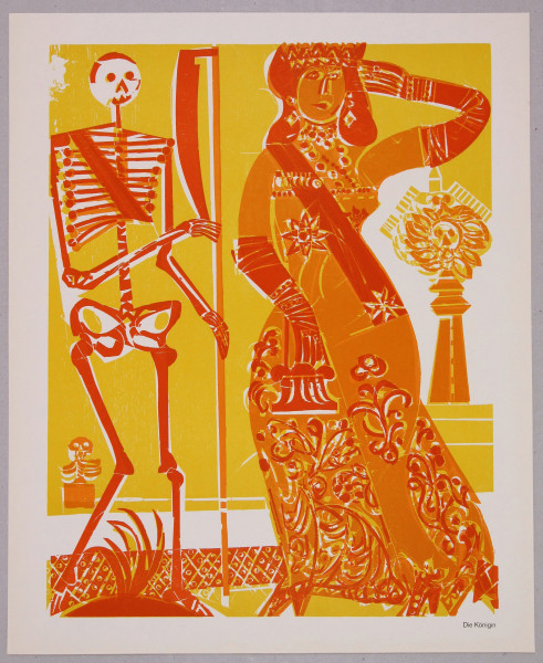 Grieshaber, HAP (1901-1981) Totentanz von Basel 1966 - DIE KÖNIGIN