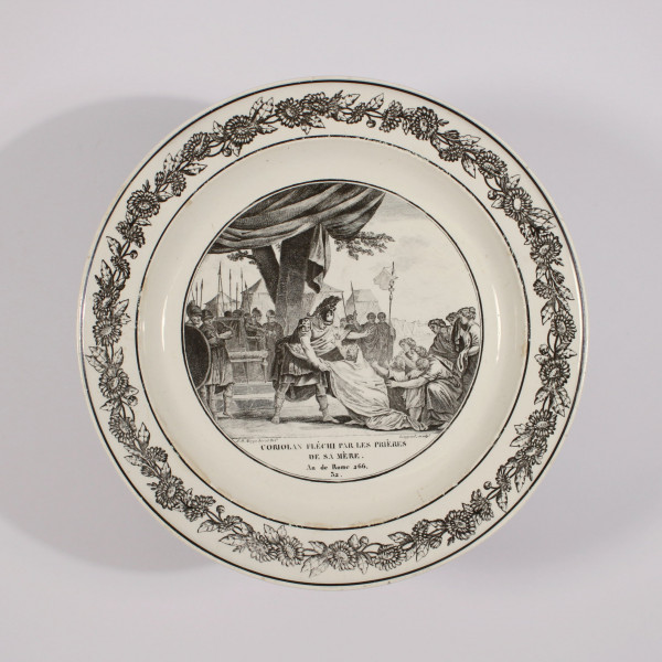 Lithografierter Teller CORIOLAN - Creil-Montereau Frankreich circa 1830