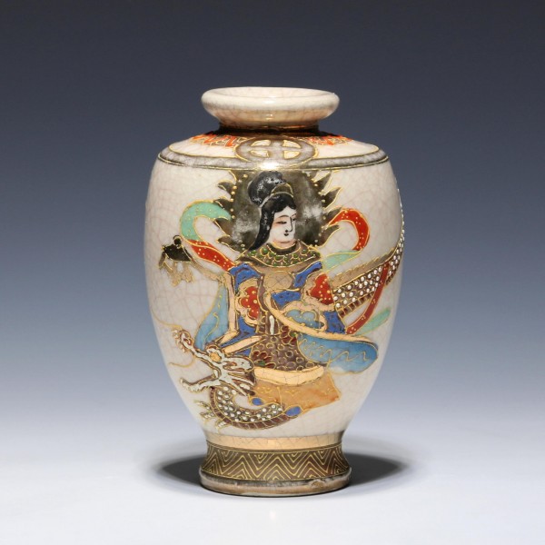 Handbemalte Keramikvase SATSUMA Japan Mitte 20. Jh. - 12,8 cm