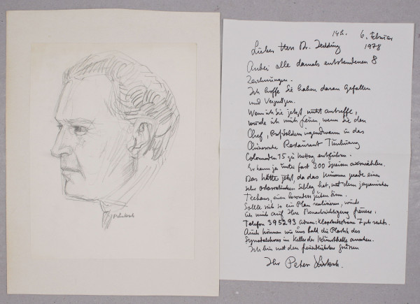 Luksch, Peter (1901-1988) 7 Porträtstudien + Brief an Dr. Jedding Hamburg 1978