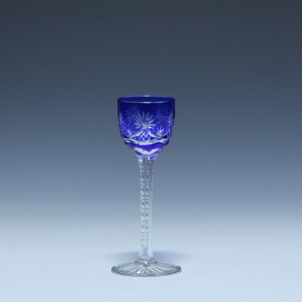 Bleikristall Überfanglikörglas 1. Hälfte 20. Jh. - kobaltblau
