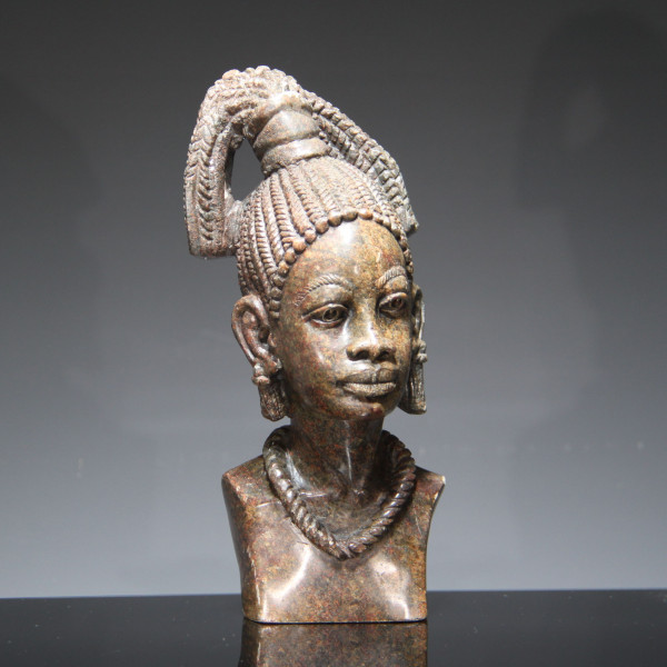 Female Bust Stone Carving by Ambrose Murozoki - Zimbabwe 20th. C.