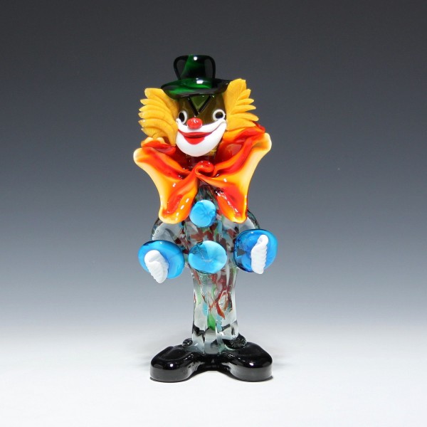 Murano Glas Clown mit großer Schleife 1960er Jahre - 21 cm