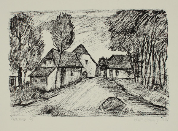 Brennigk, Heinz (1925–2016) signierte Lithografie Straße in MALCHOW - 2000