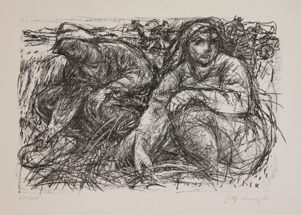 Kunz, Gottfried (1910–2000) Lithografie ERNTEARBEIT signiert 1961