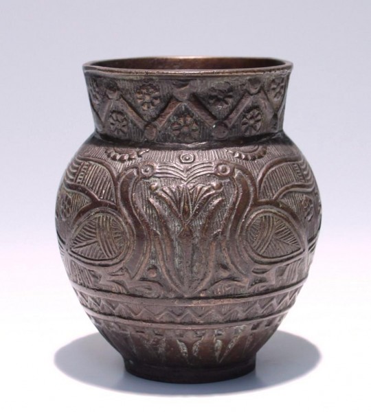Indian Casted Bronze Vase with Pairs of Birds